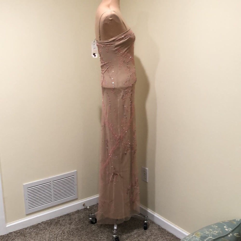 SOLD NWT BCBGMAXAZRIA Collection Gown Size 2 Nude Pink Sequin Floral Embroidery - Picture 5 of 12